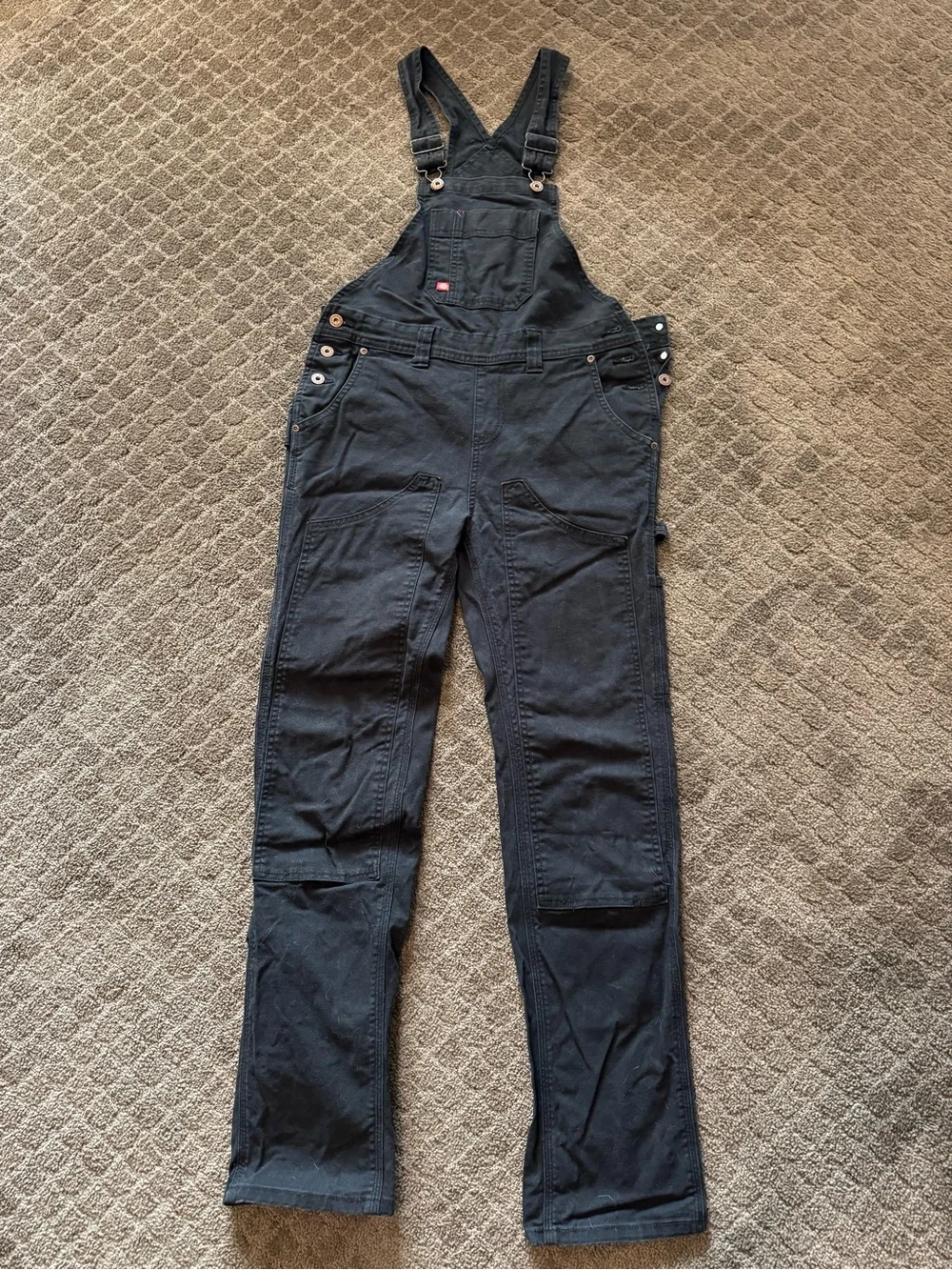 Dickies Black Women's Denim Overalls with Bib Pocket - Picture 2 of 3